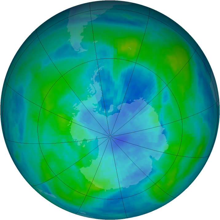 Antarctic ozone map for 27 March 1988